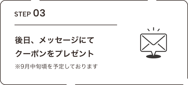 後日、メッセージにてクーポンをプレゼント